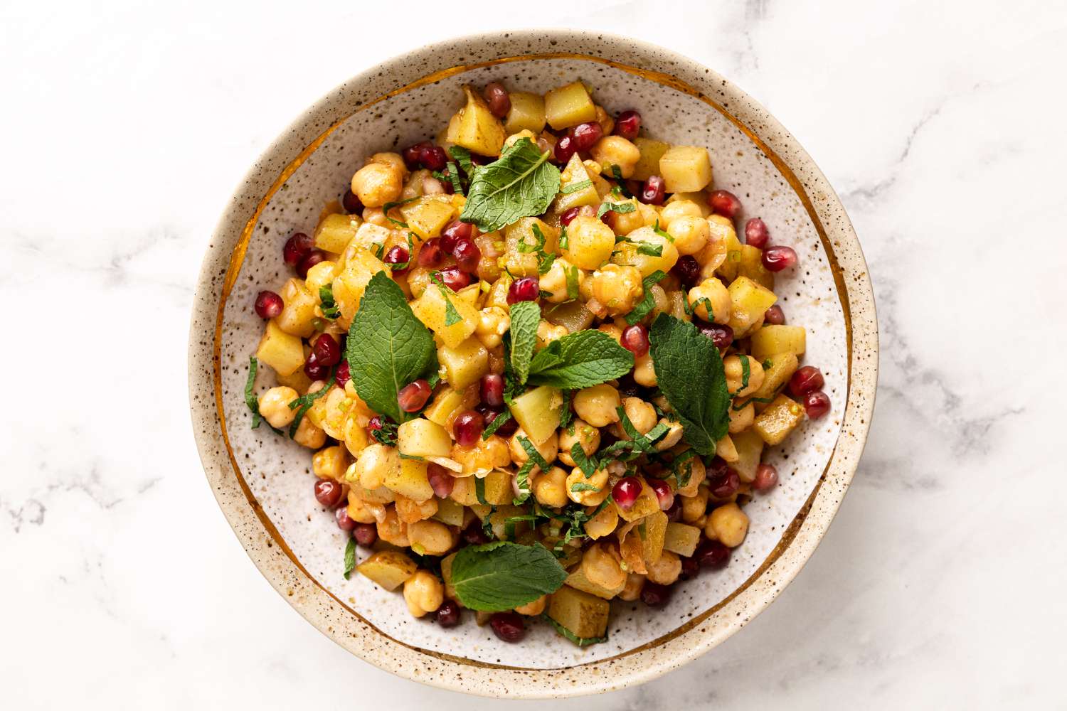 Chana Chaat on a serving bowl.
