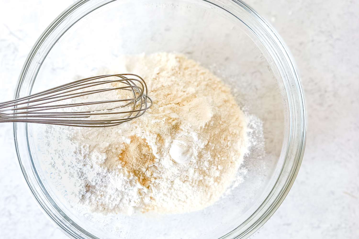 Bowl of Dry Ingredients (Rice Flour, All-Purpose Flour, etc) for Pajeon Recipe