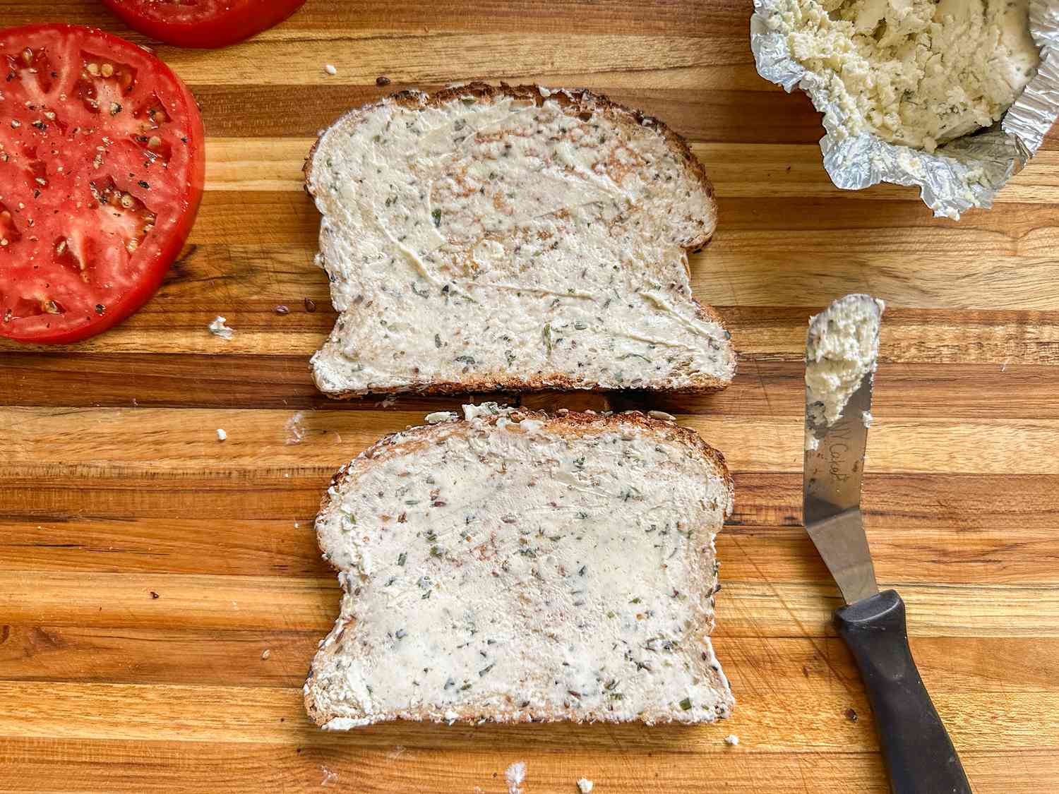 Boursin on 2 slices of bread