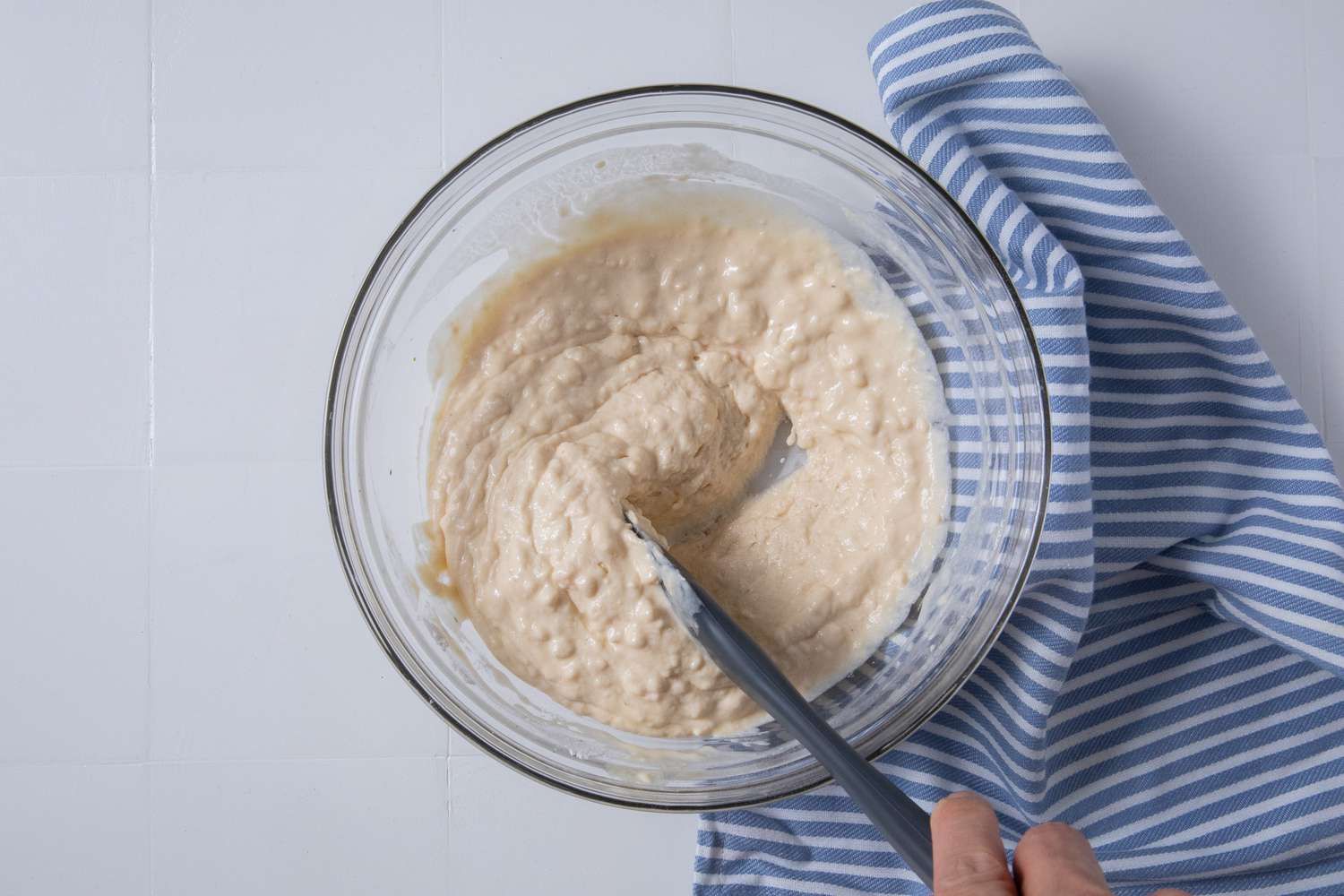 wet batter in a bowl for batsaria recipe