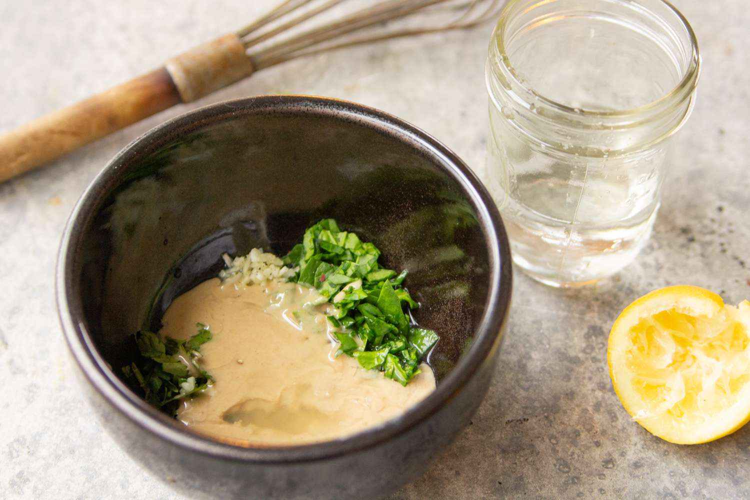 bowl of ingredients to make a dressing