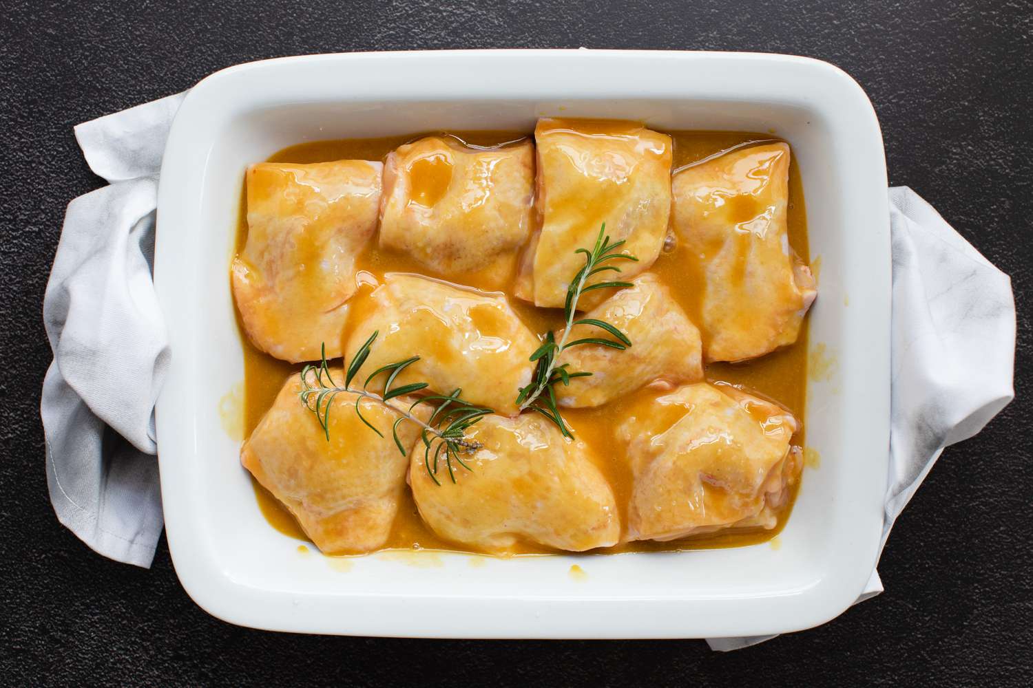 Honey mustard chicken ready for the oven.