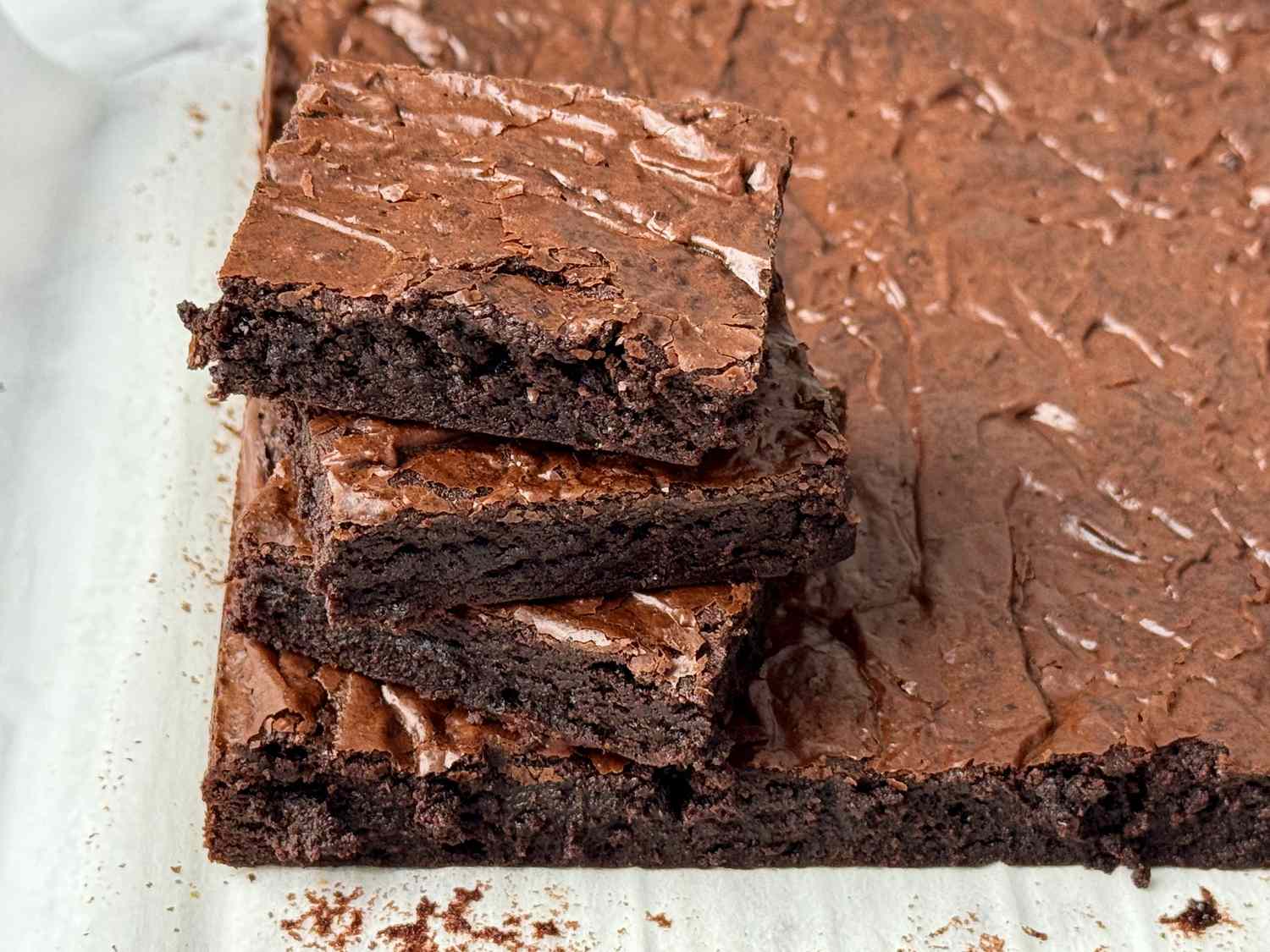 Close up of a stack of brownies