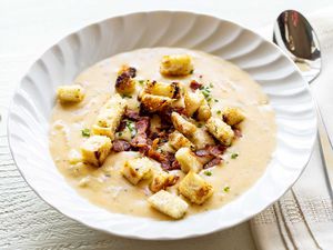 A bowl of creamy potato soup recipe