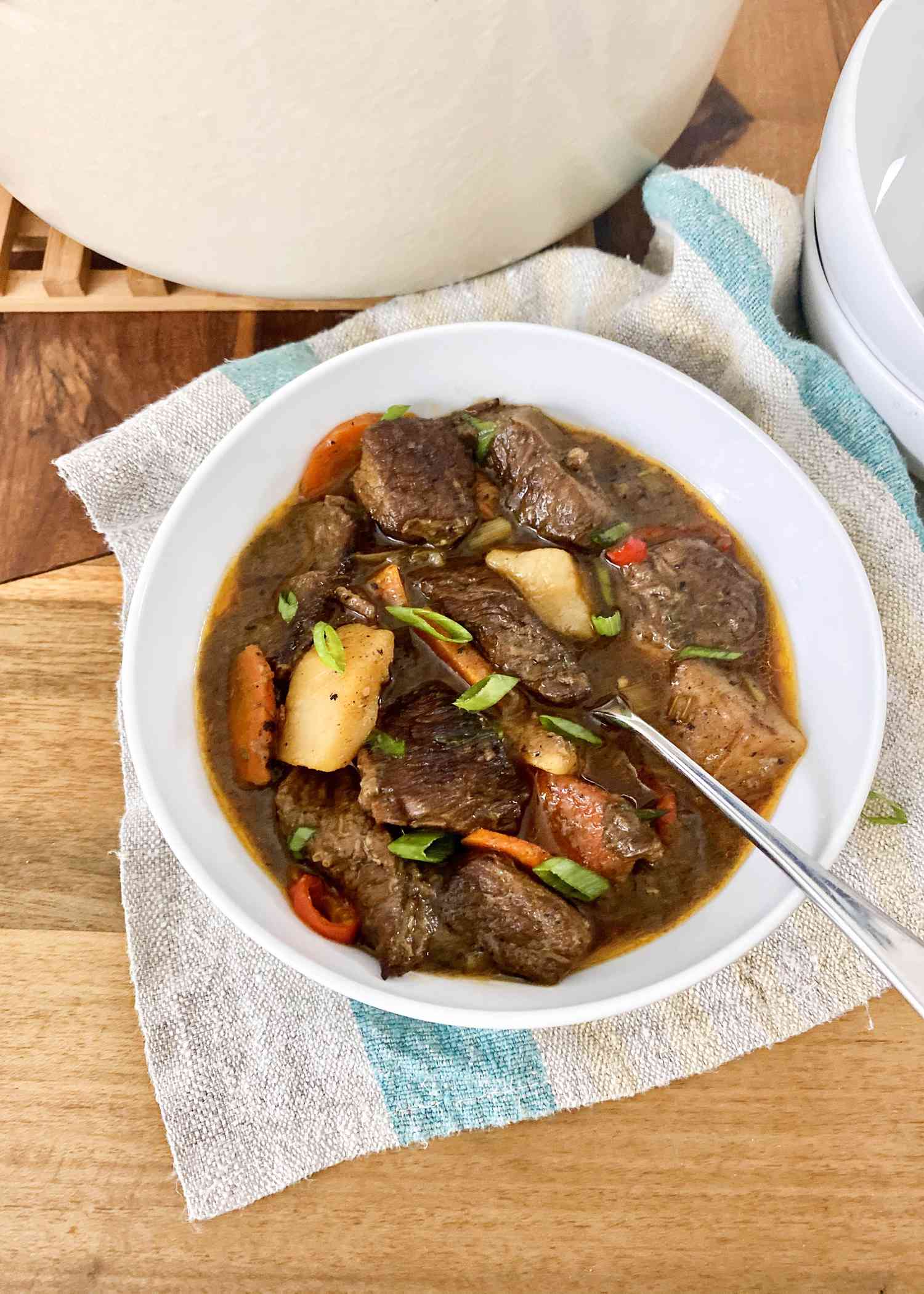 One bowl of Jamaican Beef Stew.