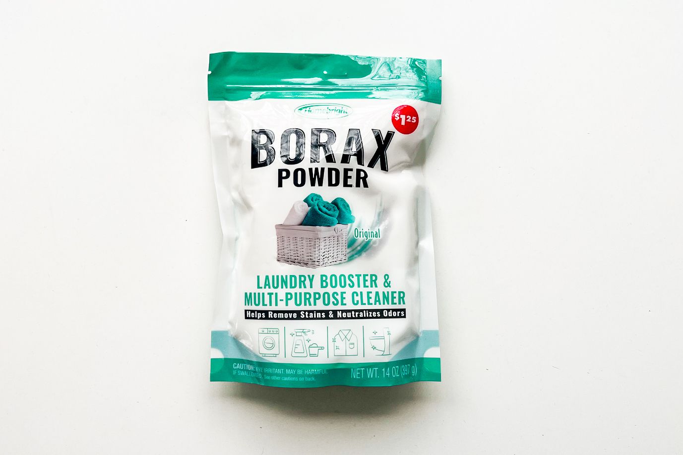 Package of Borax powder laundry booster