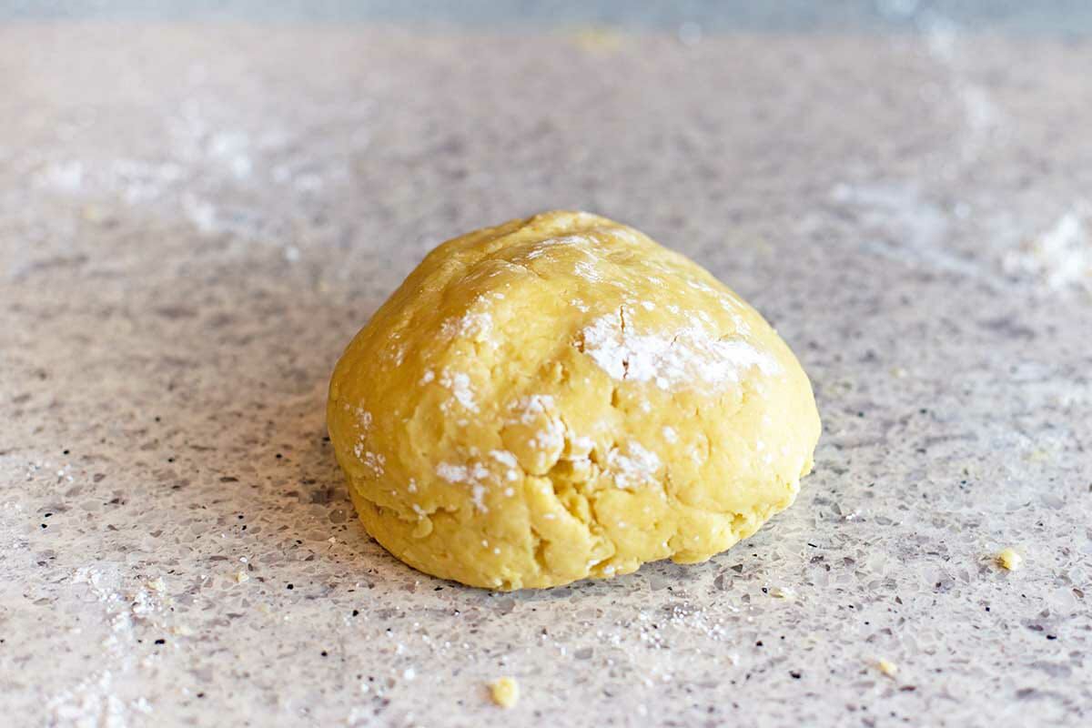 Dough for Flaky Butter Cookies set on a counter.