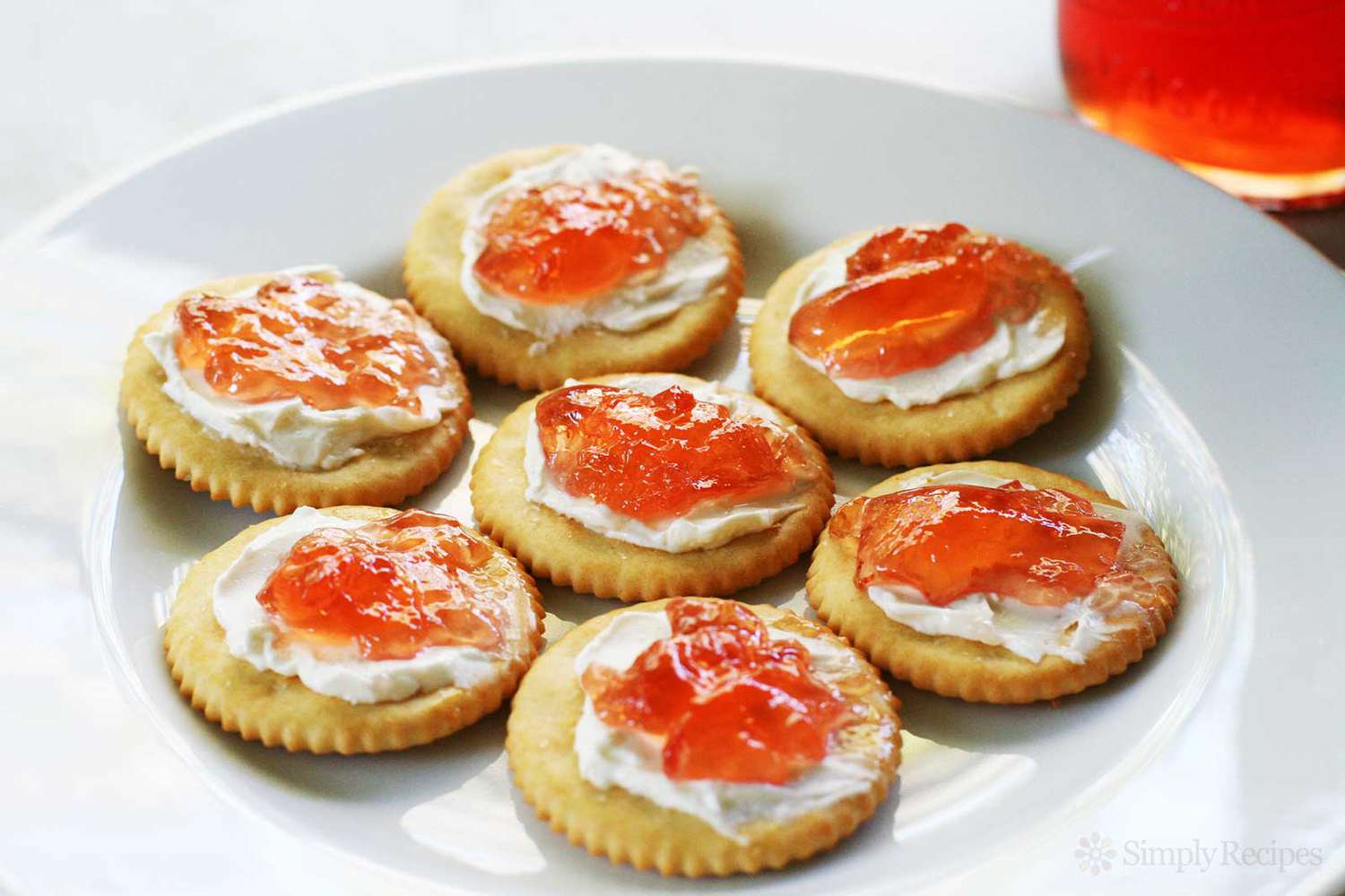 homemade Jalapeno Pepper Jelly on crackers with cream cheese