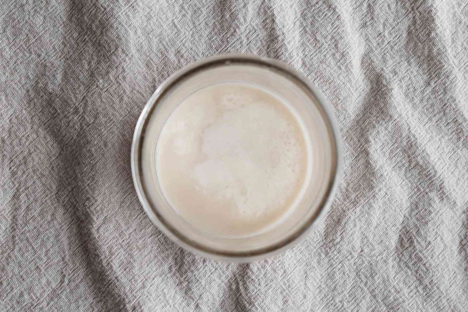 Overhead view of a mason jar to show how to make your own sourdough starter