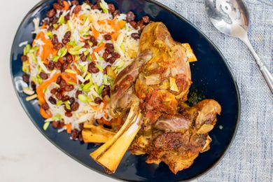 Kabuli Palao (Afghan Lamb Shanks with Rice, Carrots, and Raisins)