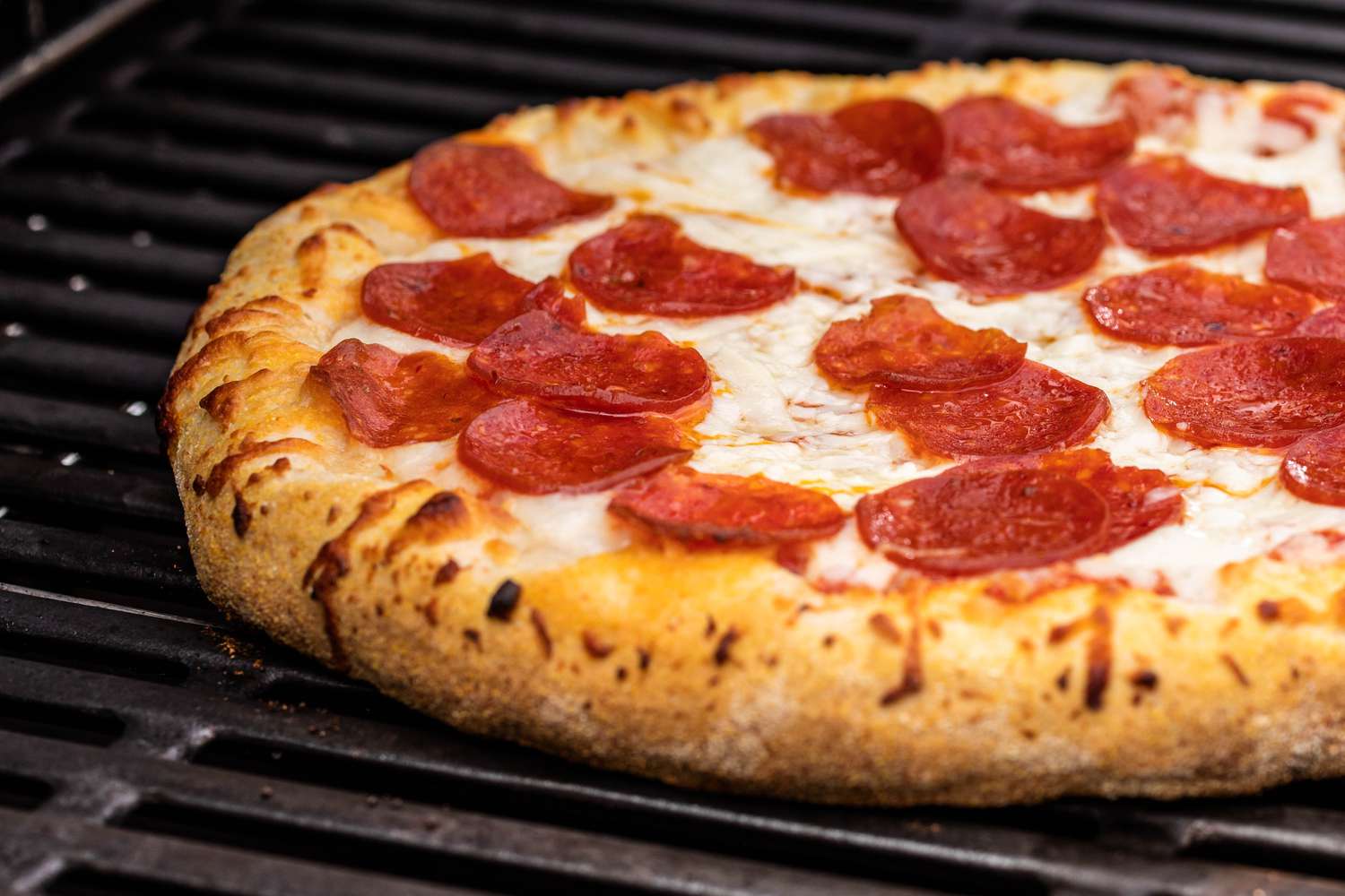 pepperoni pizza on the grill