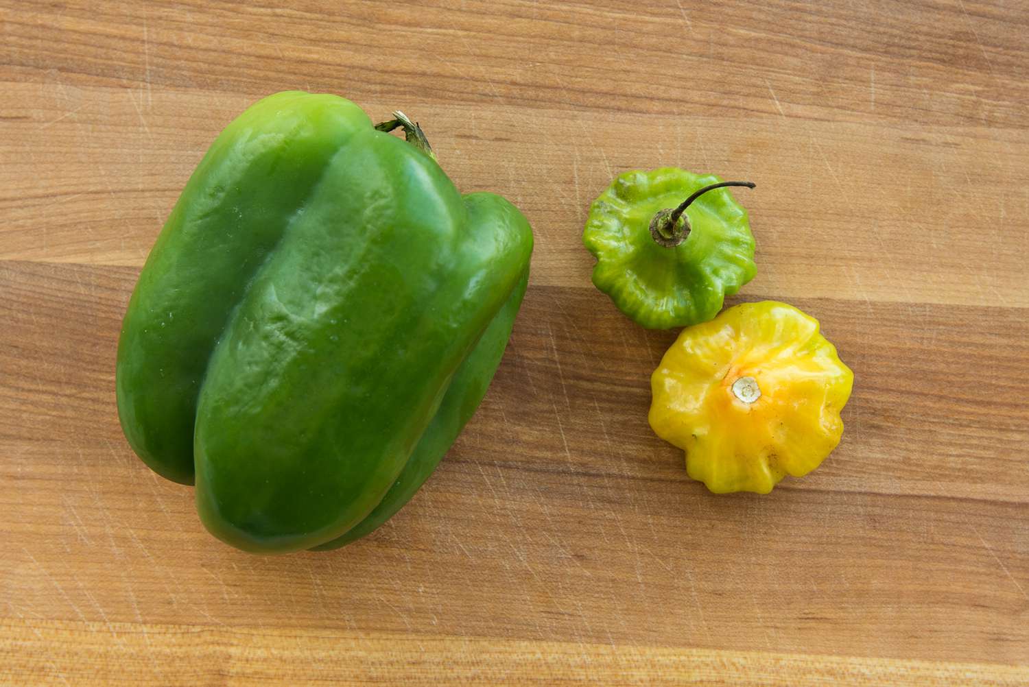 Green Bell Pepper and Ajies on Cutting Board for Recaito