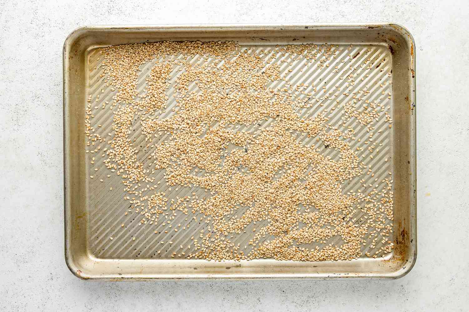 Toasted Sesame Seeds on a Baking Sheet