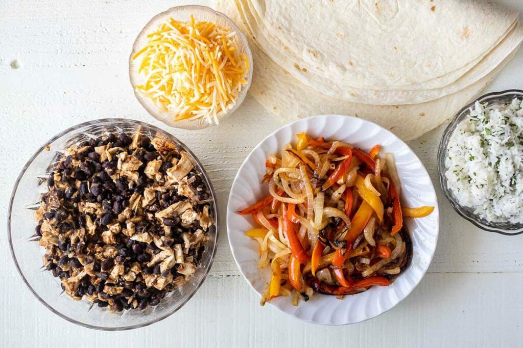 ingredients for chicken freezer burritos