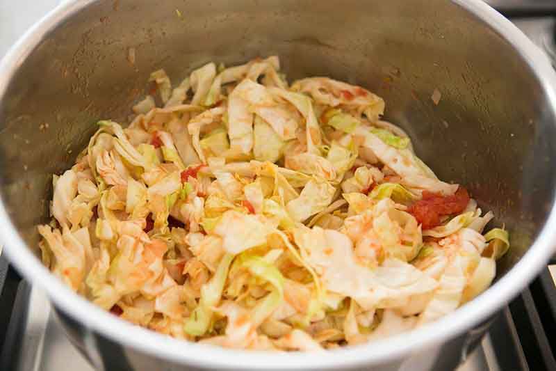 Making simple cabbage soup