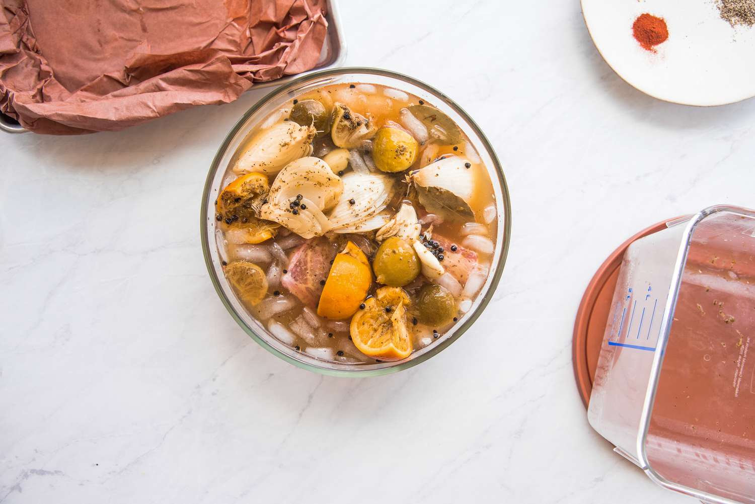 Bowl of Brine with Pork Chops