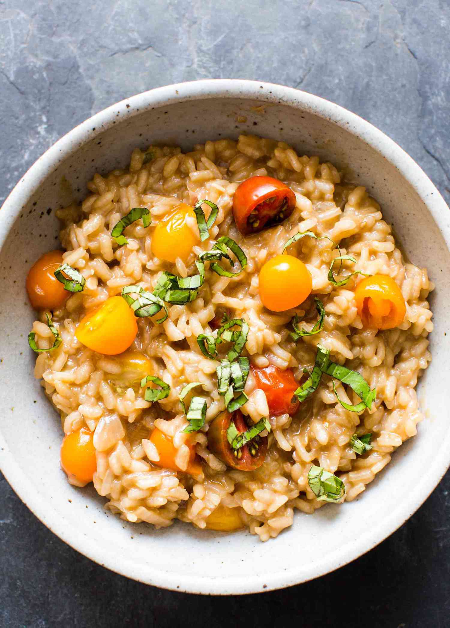 Balsamic Risotto with Tomatoes and Basil