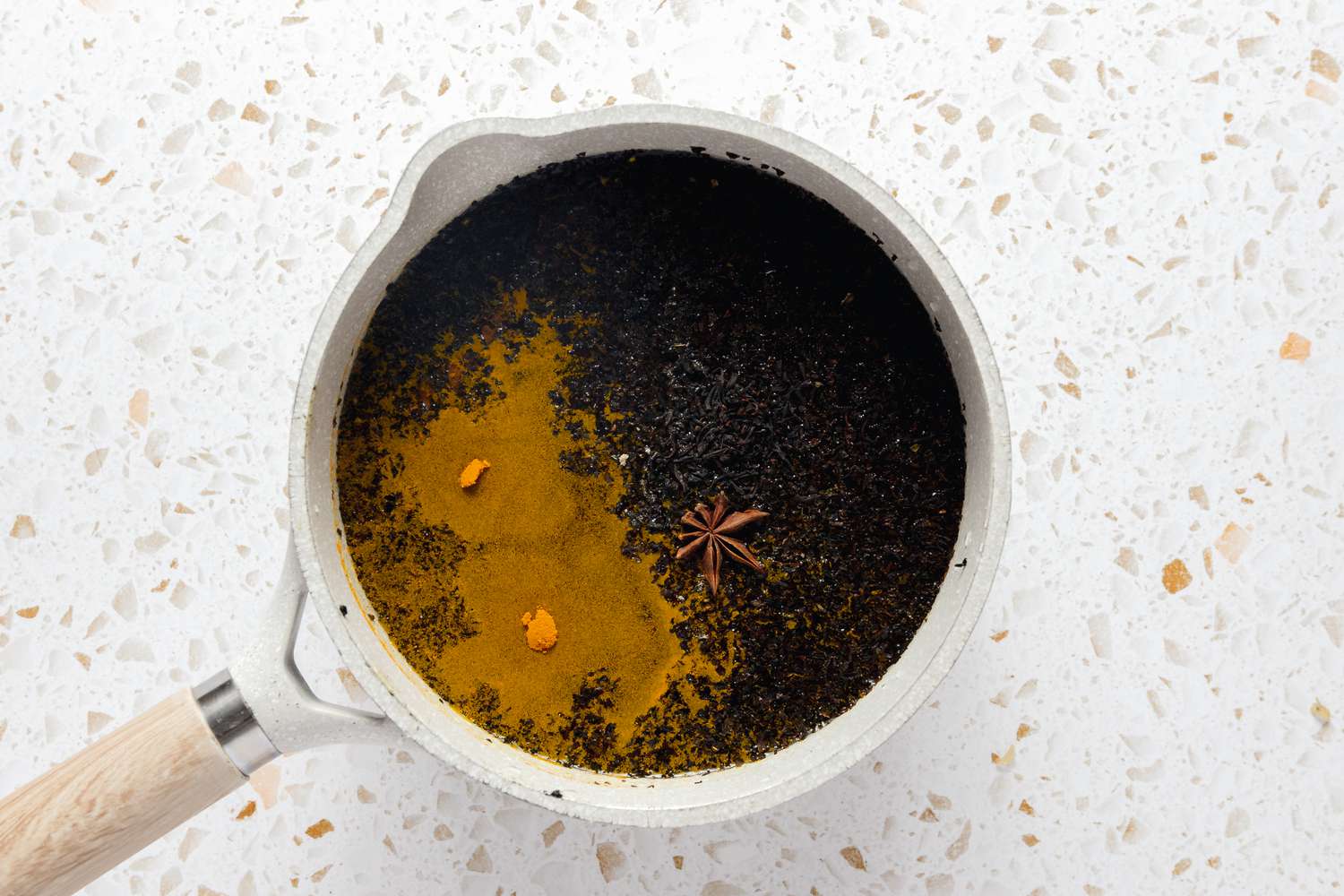 Thai Tea Ingredients in a Sauce Pan 