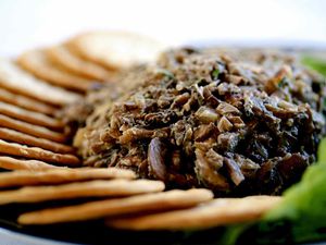 Mushroom Caviar on a plate with crackers