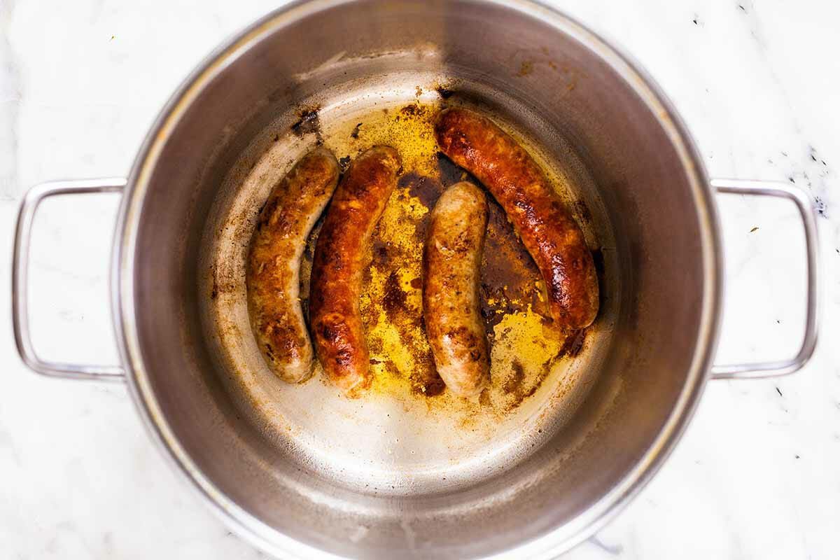 Clam bake recipe brown the sausages