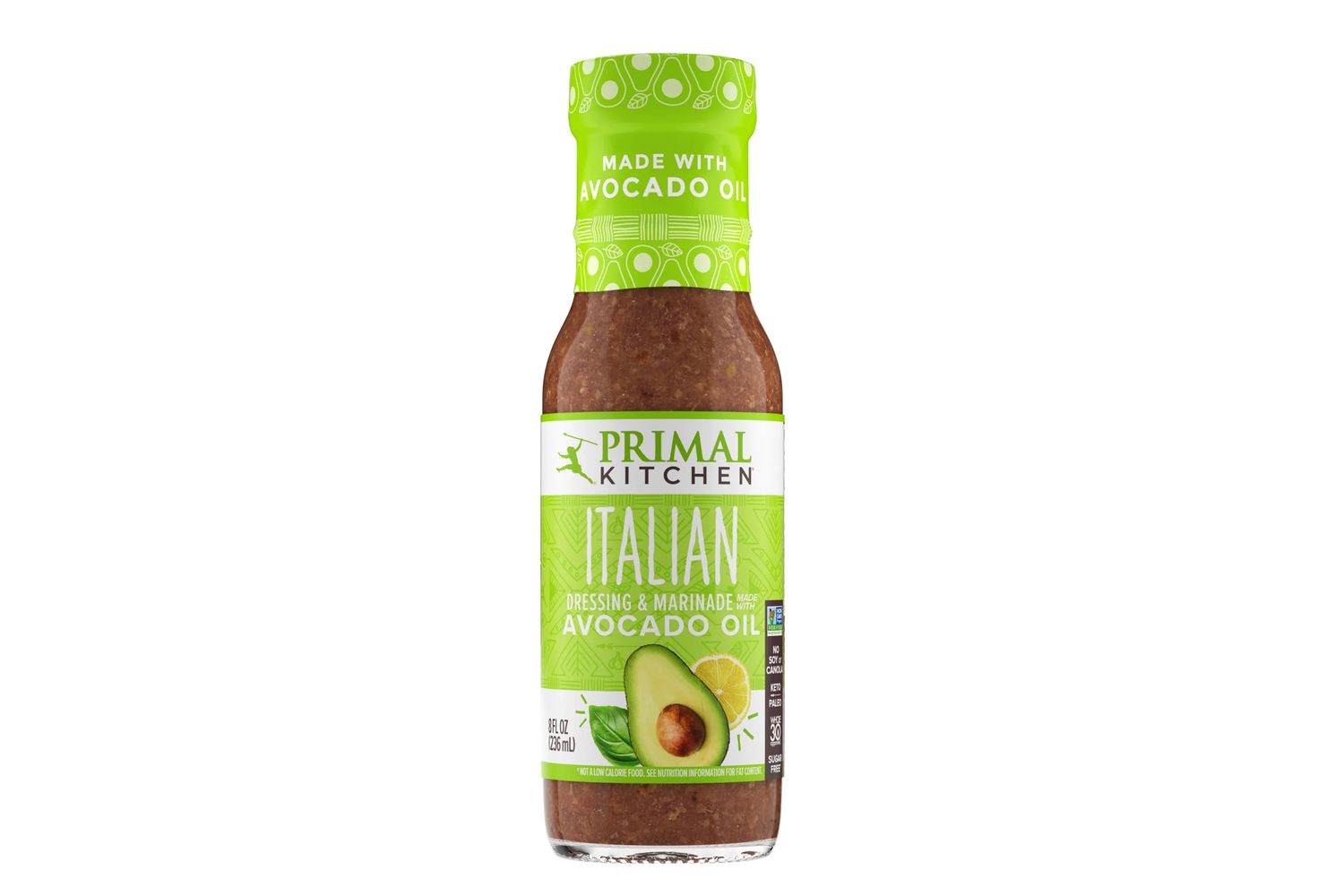 A bottle of Primal Kitchen Italian avocado oil dressing