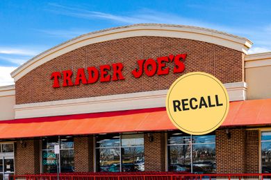 Trader Joe's storefront with recall sticker