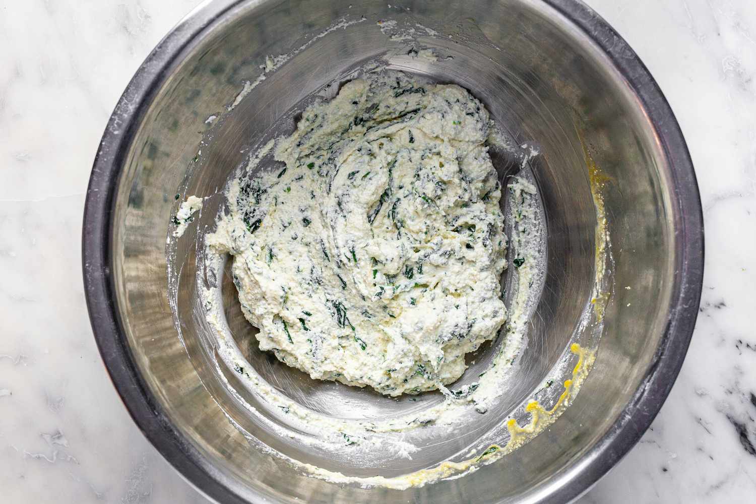 Ricotta Filling Ingredients Mixed Together for Lasagna Recipe