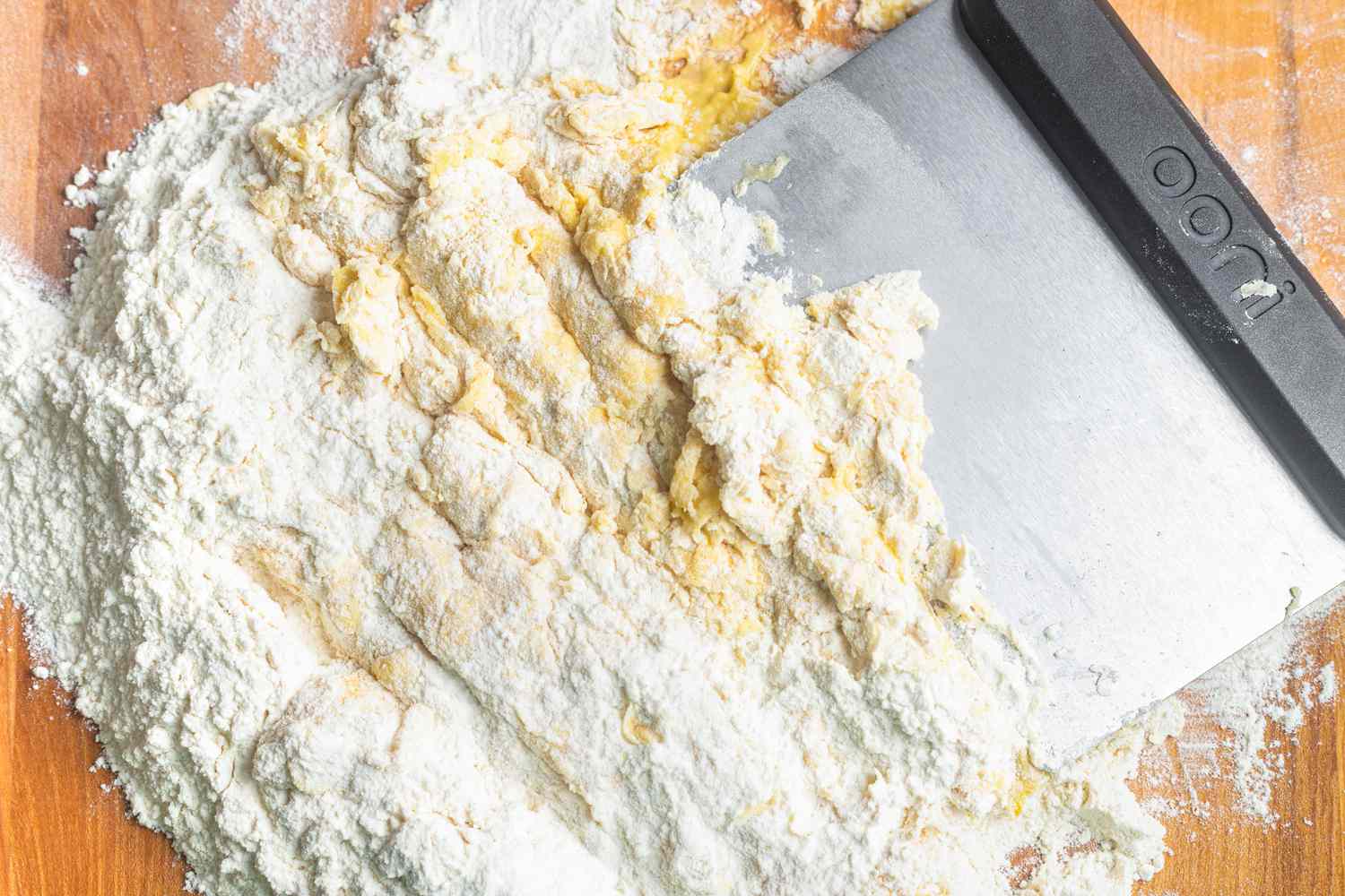 Bench Scrape Used to Fold Dough Together