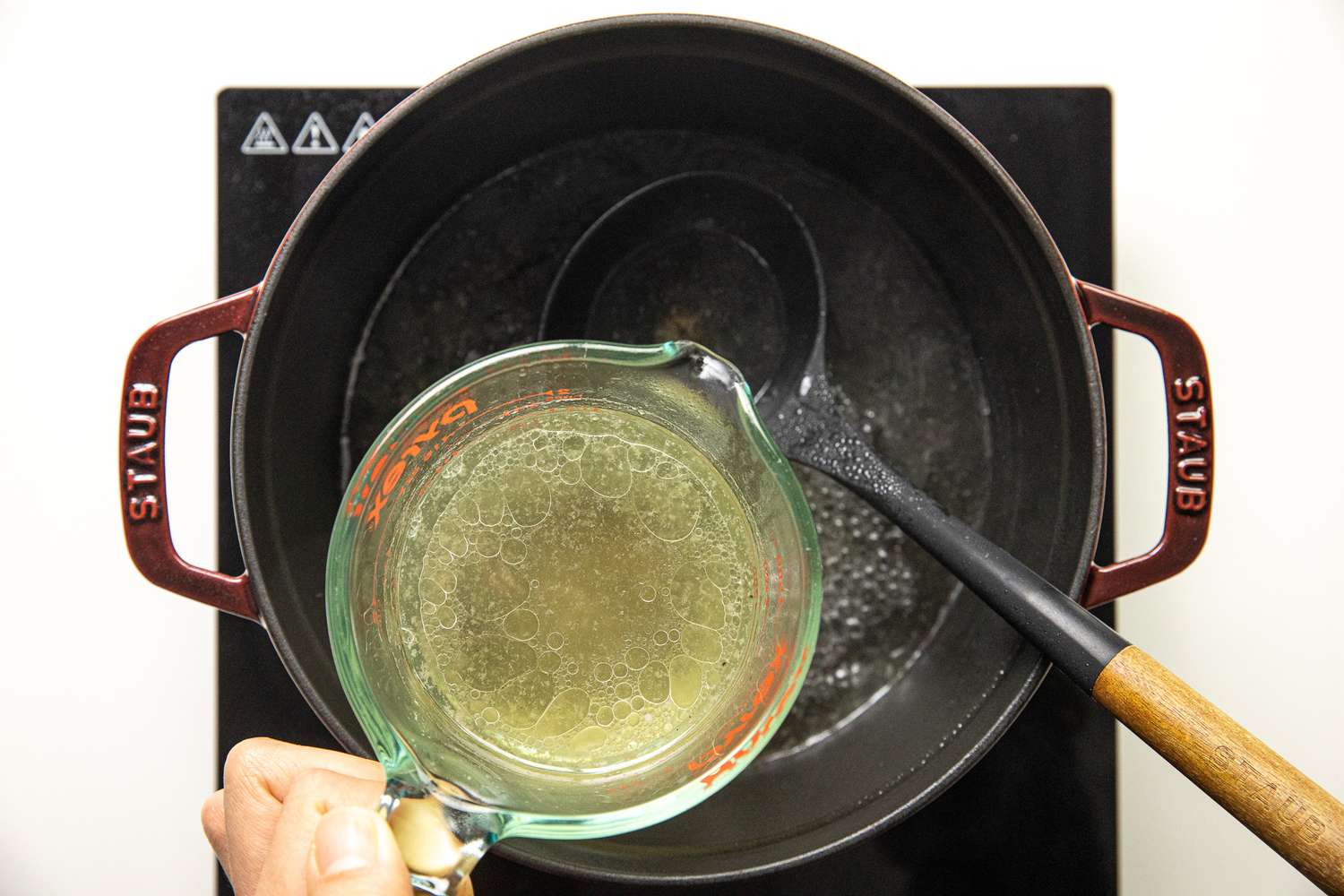 Pyrex Measuring Cup Used to Reserve Some of the Pork Broth for Pansit Bihon Recipe