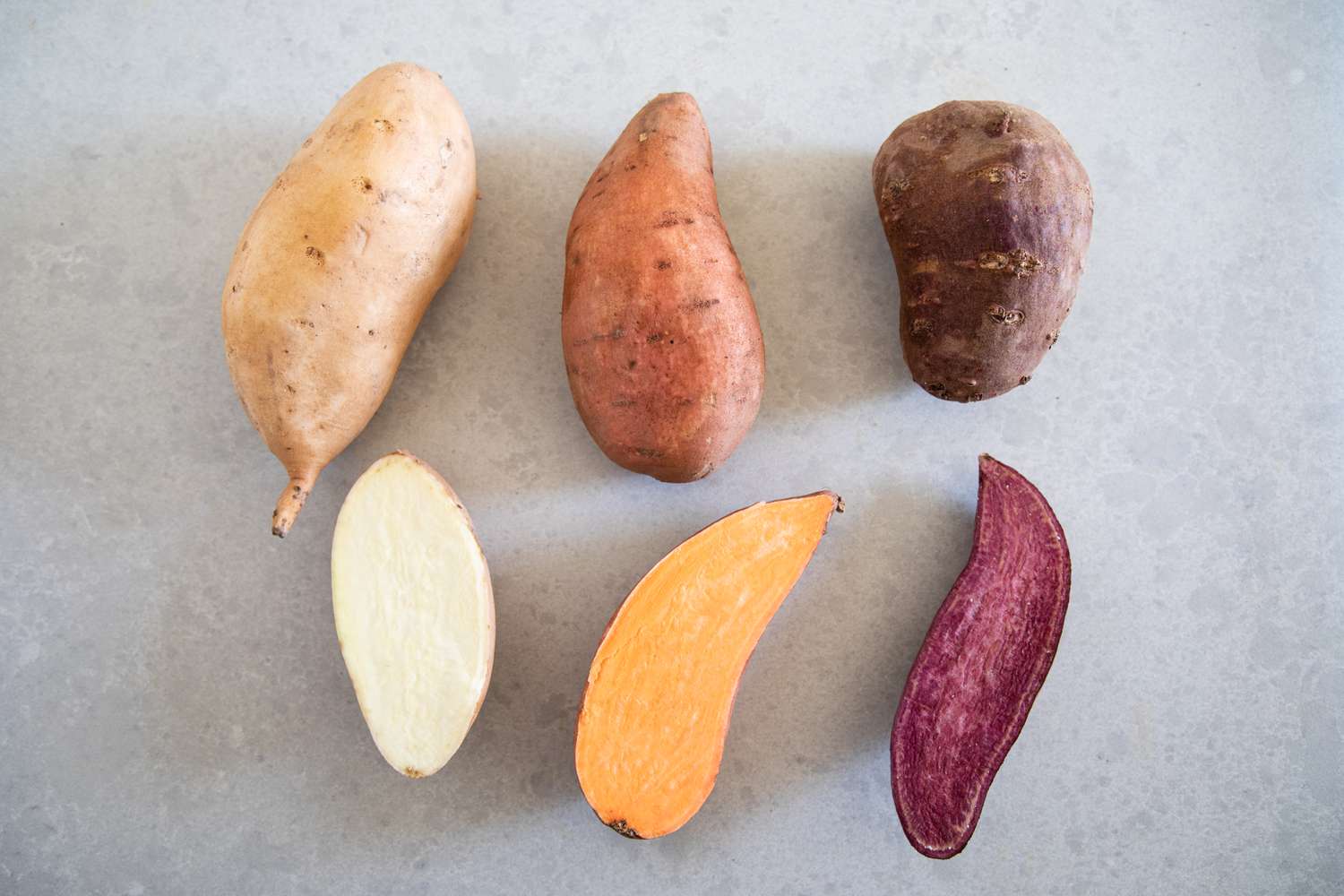 White sweet and garnet sweet potatoes