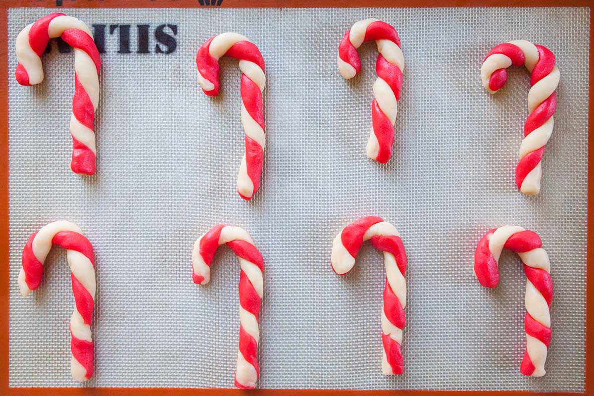 Candy Cane Cookie Dough on Baking Sheet