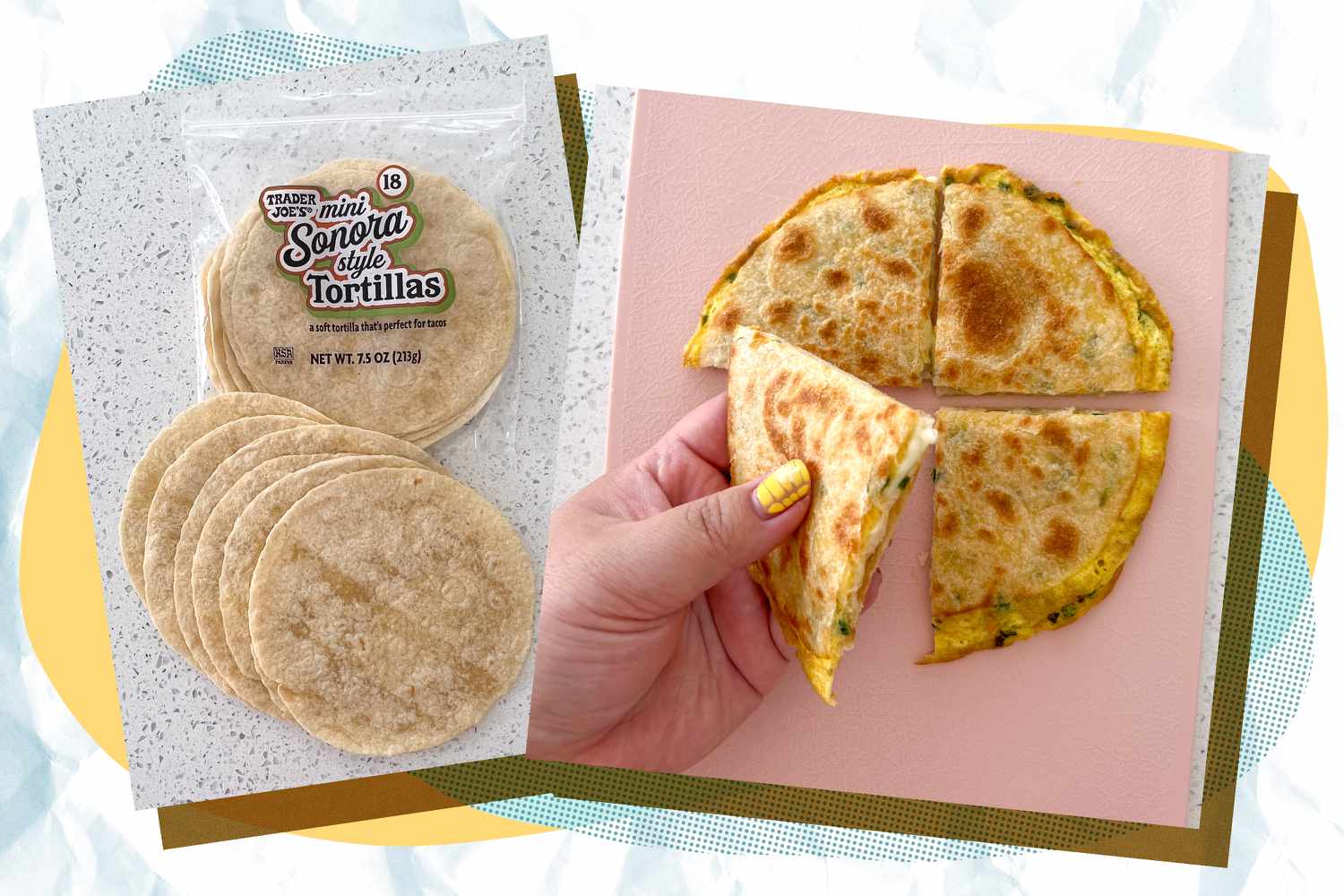 Sonora-style tortillas and breakfast sandwich