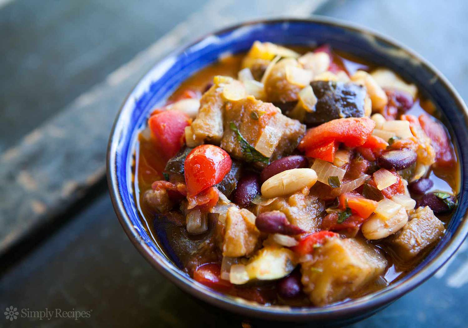 Spicy Vegan Chili in serving dish