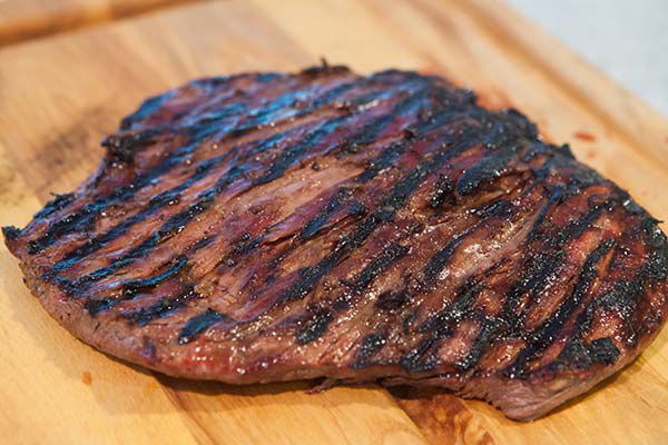 teriyaki steak ready to be sliced in strips