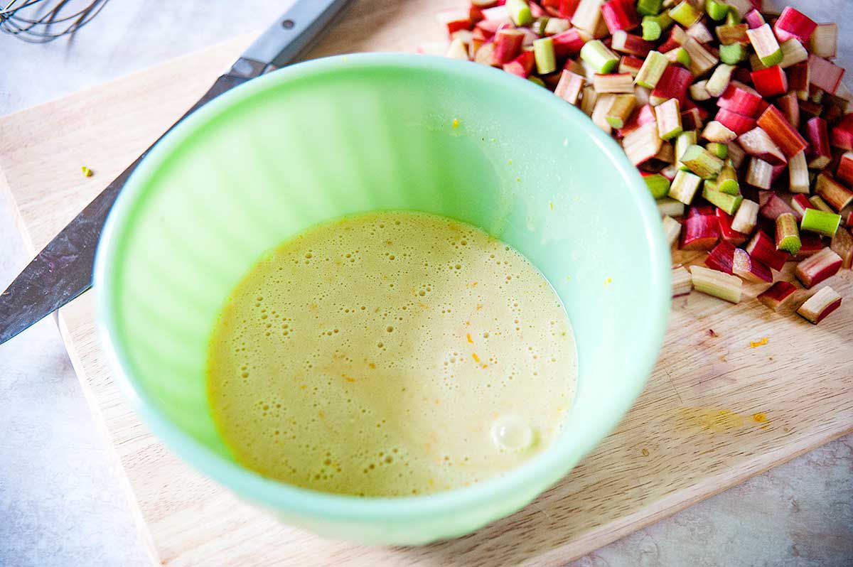 Rhubarb Pie Recipe - custard in bowl