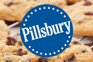 Pillsbury logo overlaid on chocolate chip cookies