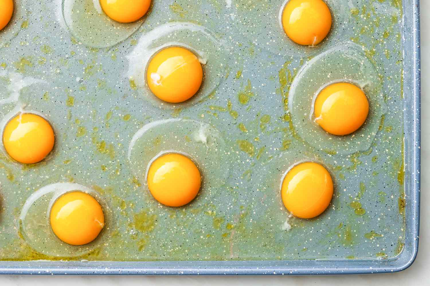 Raw Eggs on the Oiled Sheet Pan