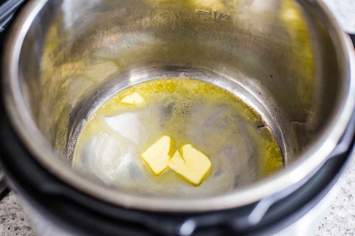 Melt the butter for instant pot oatmeal