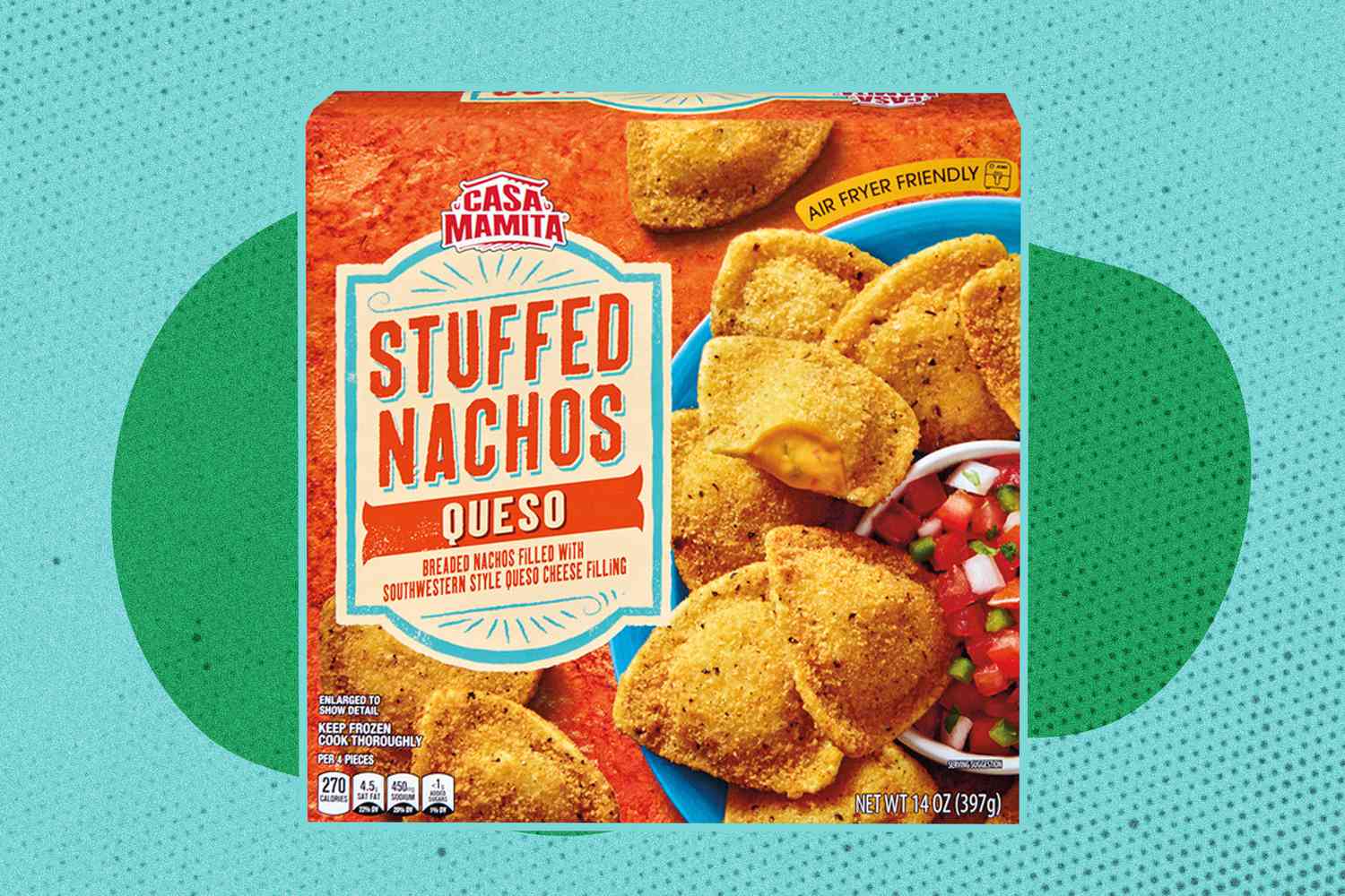 Casa Mamita stuffed queso nachos packaging