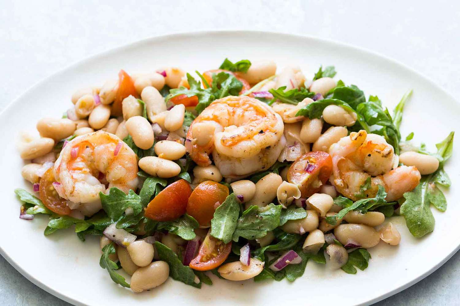Shrimp Arugula White Bean Salad