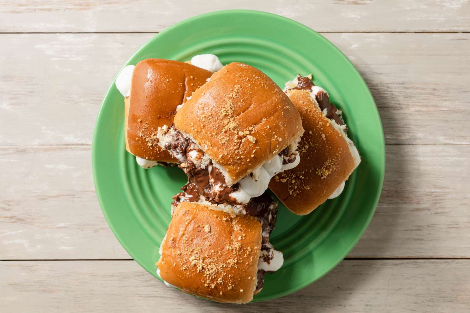 A Plate With a Small Stack of Smores Sliders 