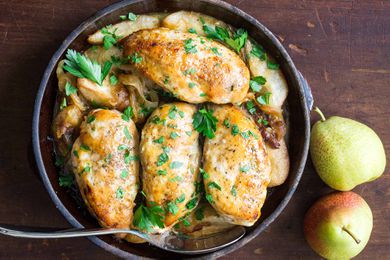 Maple-Glazed Chicken with Caramelized Onions and Pears