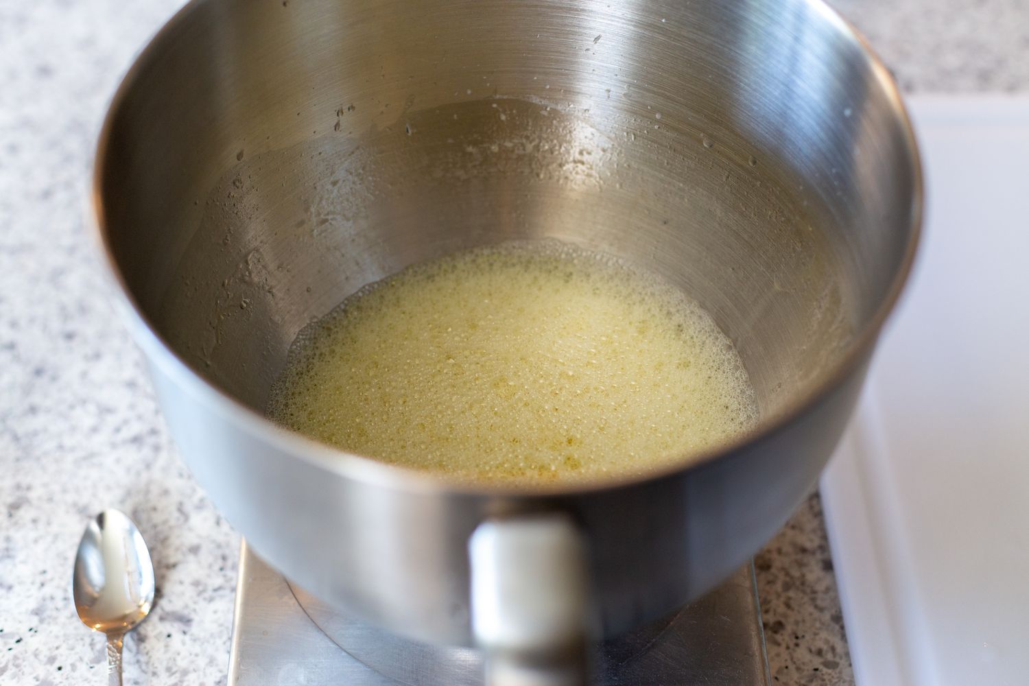 egg mixture in mixing bowl