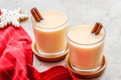 Two glasses with eggnong