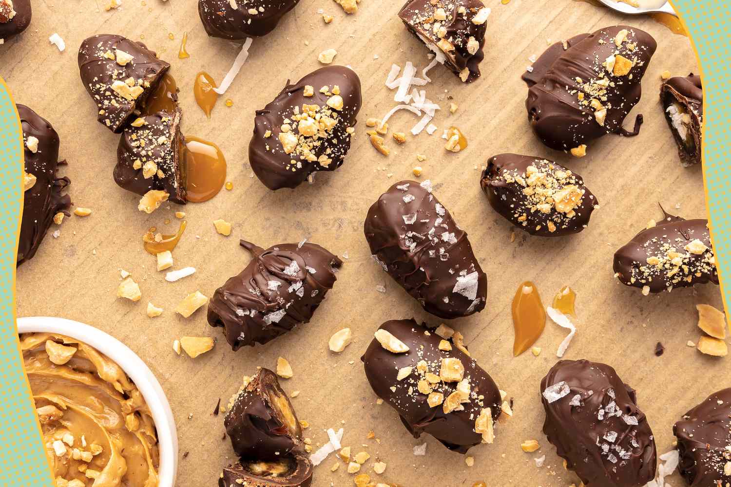 photo of date candy bars with a graphic photo 