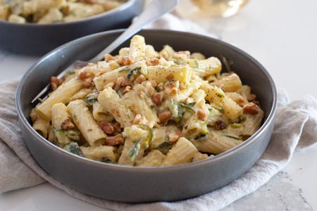 Bowl of Creamy One Pot Pasta with Zucchini