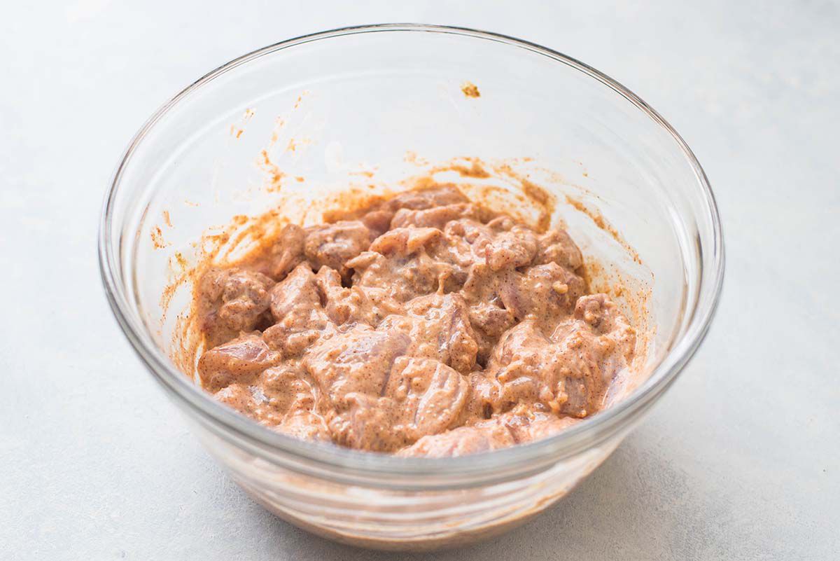 Chicken Tikka Masala marinate the chicken in yogurt