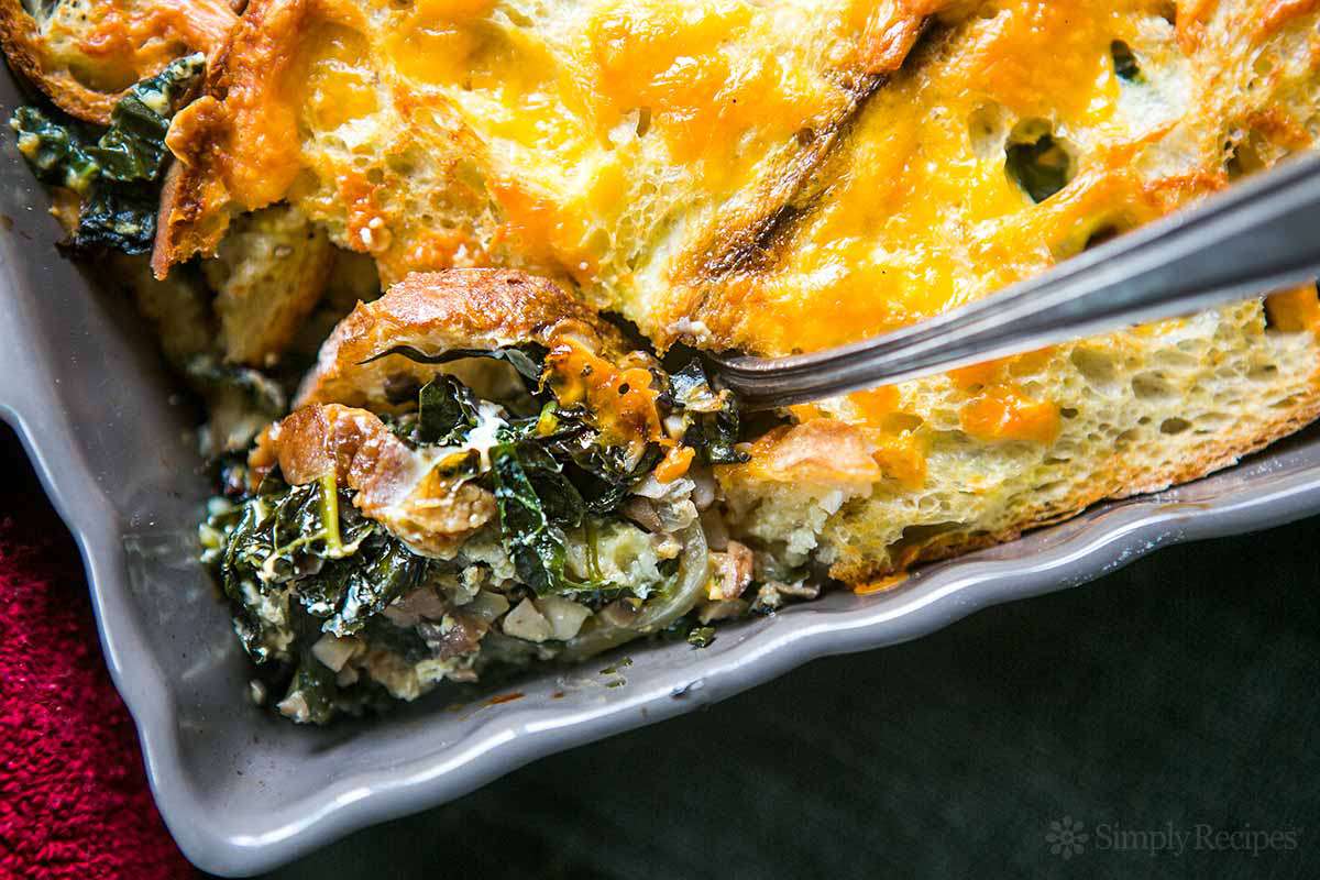 Kale Mushroom Cheddar Bake