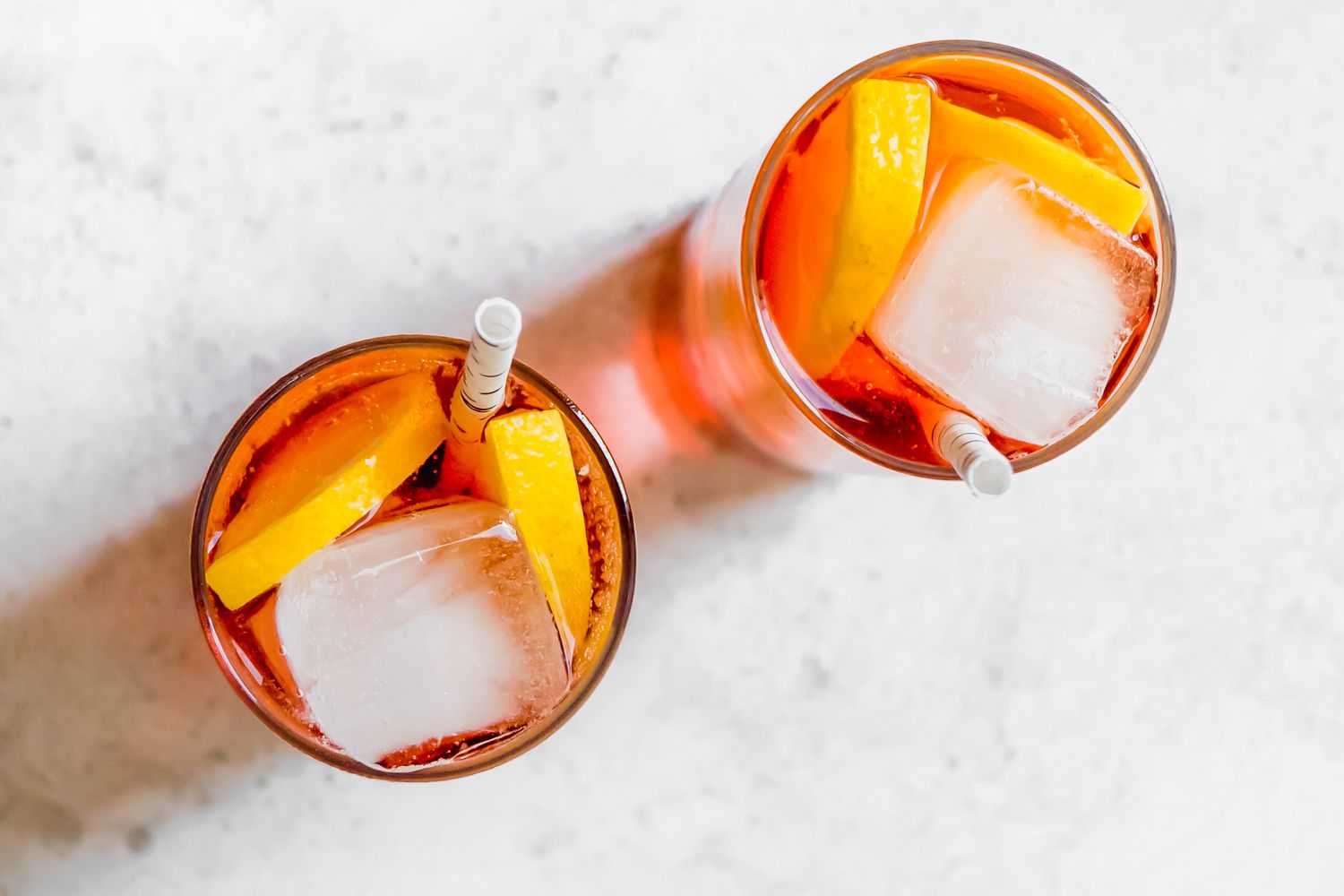 Two Glasses of Americano Cocktail (Aerial View)