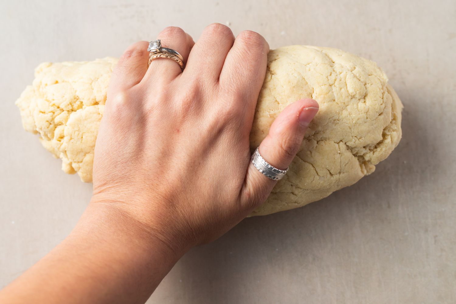Hand Rolling Cavatelli Dough on a Counter